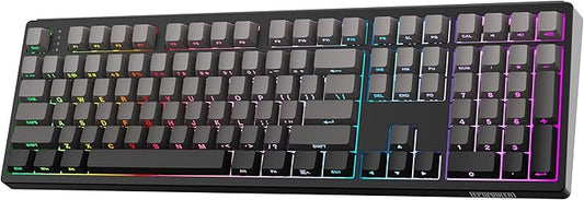 EPOMAKER TH108 Full Size Mechanical Keyboard, Wireless Gaming Keyboard with 8000mAh Battery, Creamy Gasket, 108 Keys, Hot Swap, Custom Driver, RGB Backlight (Black, Sea Salt Silent)