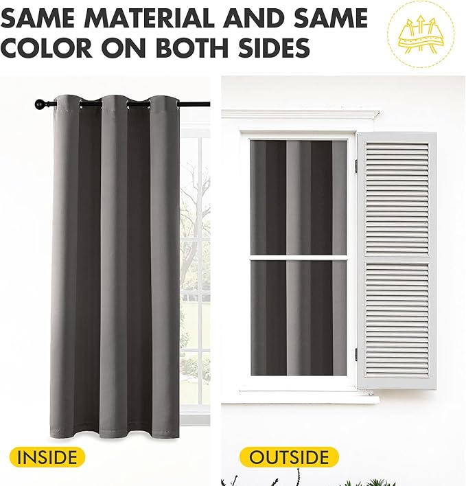 MIULEE Grey Blackout Curtains - Bedroom Window Treatment Curtains Thermal Insulated Room Darkening Drapes for Living Room Kitchen Grommet Top Light Blocking Drapery, 40 x 54 Inches Long, 2 Panels