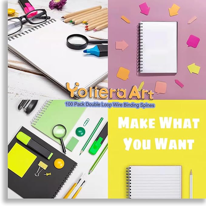 100 Pack Double Loop Wire Binding Spines, 3 to 1 Pitch,1/2 Inch Wire Cinch Book Binding Fit for School Office Notebook Maker, YolieraArt Metal Spiral for Bindings, (100 Sheet Capacity, White)