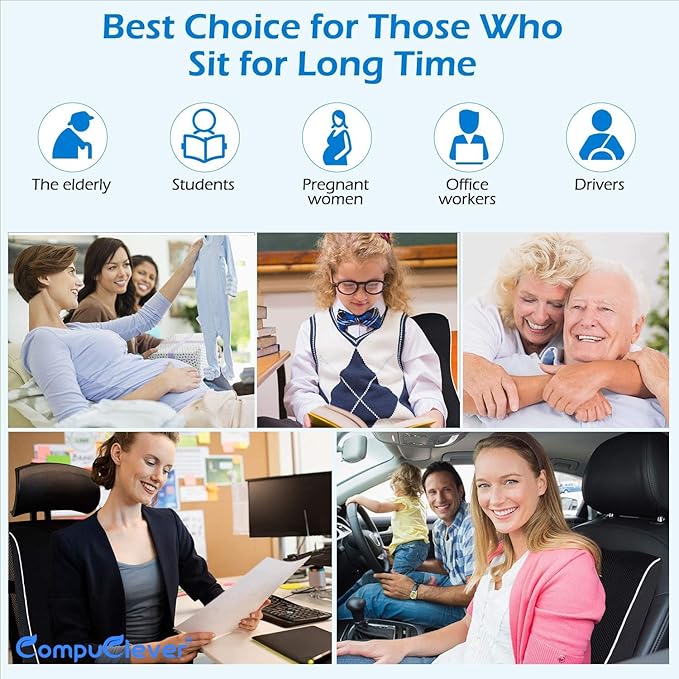 Lumbar Support Pillow for Office Chair & Car, Ergonomic Back Support Memory Foam Back Cushion with 3D Washable Cover, Relieves Back Pain for Driving, Gaming, Truck, Recliner