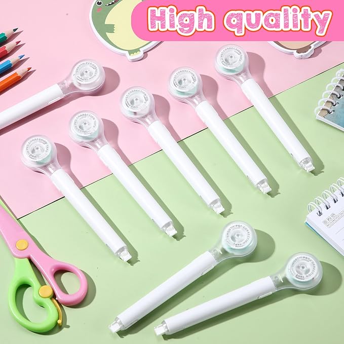 10 Pack Correction Tape Pen Correctional Ink Tape Push Pull Protective, Easy to Use Applicator for School Office Supplies, 0.2 x 236 Inch(White Color)