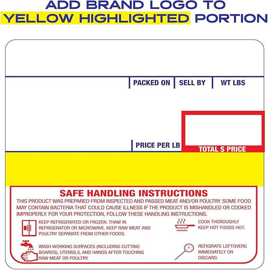 CEPRICO - Customizable CĀS Scale Labels - 48 Rolls of Thermal Printing Scale Labels – Compatible with CĀS LST-8040 | Safe Handling Instruction | Ideal for Supermarkets, Retailers and Grocery Stores