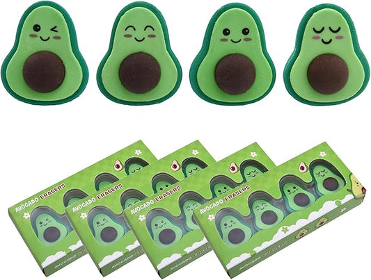 16Pcs Avocado Erasers for Kids Bulk, Kawaii Cute Novelty Fruit Eraser for School Classroom Supplies Party Favors