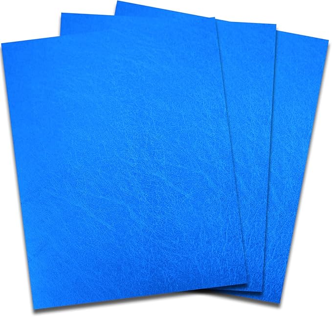 Binditek 50 Pack 16 Mil Leather Textured Polycovers - Binding Presentation Covers for Business Reports and Proposals 8-1/2 x 11 Inches, Blue Color, for Students and Coworkers