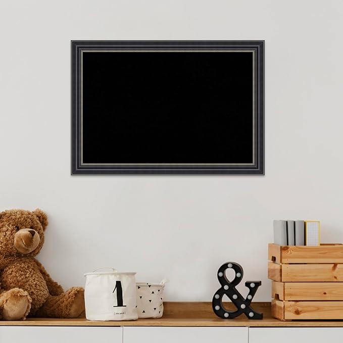 Amanti Art Black Cork Board for Wall, 14x20 Vision Board with Black Wood Frame, Small Corkboard Office Decor for Home Organization, Traditional Corkboard Pinboard to Display Items for Home
