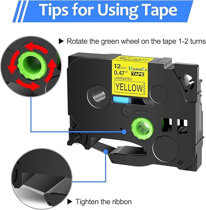 6PK Compatible for Brother P-Touch Label Maker Tape TZe-631 TZ-631 TZe631 TZ631 Black on Yellow 12mm 1/2 inch 0.47'' x 26.2ft Laminated TZe TZ Label Tape for PT-H300LI P700 P710BT P750W