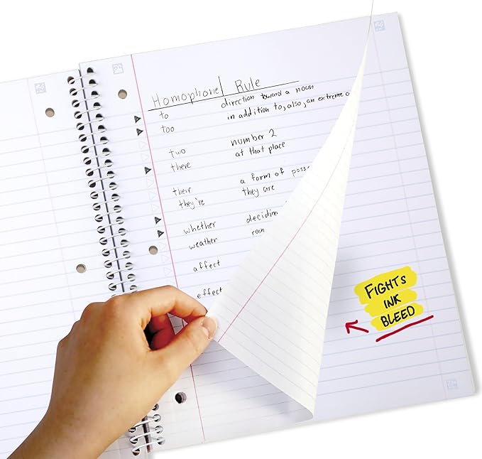 Five Star Spiral Notebook + Study App, 1 Subject, Wide Ruled, 8" x 10-1/2", 80 Sheets, Fights Ink Bleed, Water Resistant Cover, Pastel Waves (930060F)