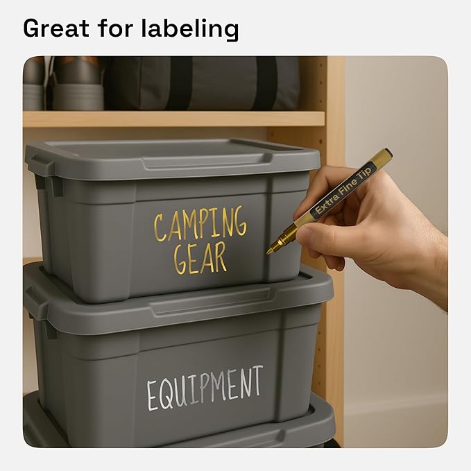 ARTISTRO 2 Gold & Silver Permanent Marker - Waterproof Markers for Tire, Fabric, Rocks, Glass, Ceramic, Wood, Paper - Oil Based Paint Pens - Extra-Fine Tip 0.7mm