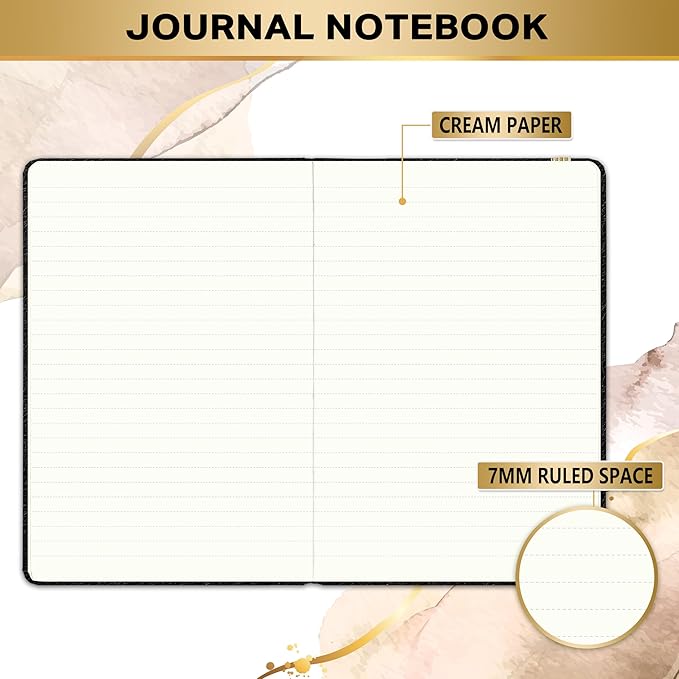 Artfan Ruled Notebook/Journal – Premium Thick Paper Faux Leather Classic Writing Notebook with Pocket + Page Dividers Gifts, Banded, Large, 144 Pages, Hard Cover, Lined (5.8 x 8.4) - Sun and Moon