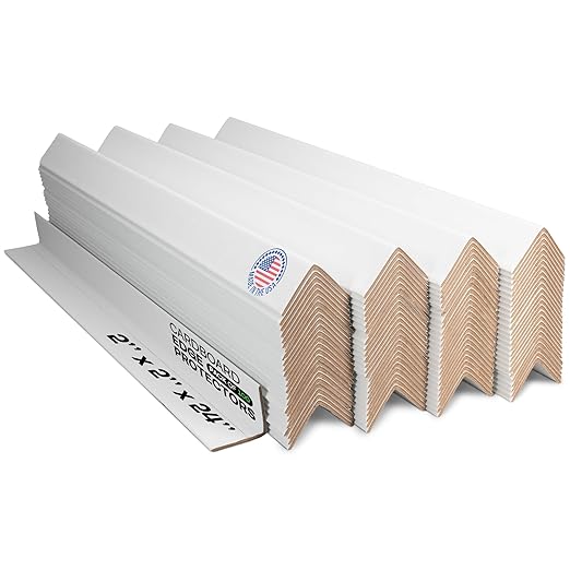 IDL Packaging Cardboard Edge Protector 2" X 2" X 24", Pack of 100 – V-Board Reinforced Cardboard Corners for Shipping – White Kraft Corner Protectors for Pallets