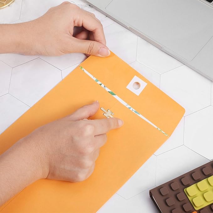 Frienda 4 Sizes Clasp Envelopes Kraft Paper Catalog Clasp Envelope with Closure for Filing, Storing or Mailing Documents, 50 Pieces(5 x7 In, 6 x 9 In, 9 x 12 In, 10 x 13 In,Yellow)