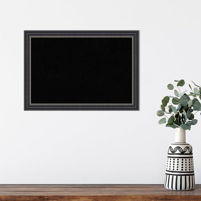 Amanti Art Black Cork Board for Wall, 14x20 Vision Board with Black Wood Frame, Small Corkboard Office Decor for Home Organization, Traditional Corkboard Pinboard to Display Items for Home