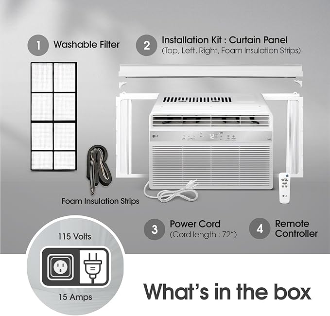 LG LW1025R 10,000 Air Conditioner with Dehumidifier, 115V, Medium Rooms up to 450 Sq. Ft, Window Unit AC with Remote Control, 3 Speeds, Auto-Restart, 24-Hour Timer, 10000 BTU, Bright White