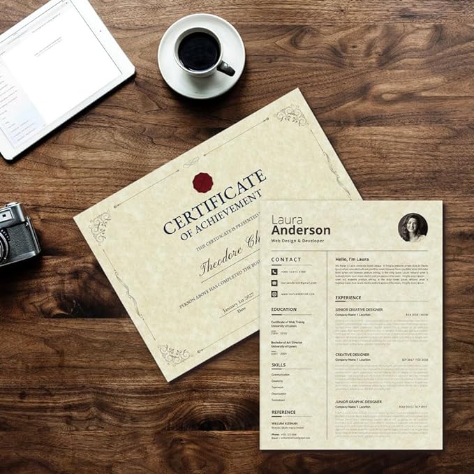 120 Sheets Parchment Paper for Certificates, 8.5" x 11", 100 GSM Double-Sided Stationery Paper for Resumes & Diplomas, Printer-Friendly (Ivory)