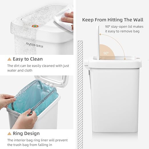 MOPALL Trash Can with Lid, Garbage Can with Press Top & Foot Pedal, Kitchen Step Trash Can, Slim Trash Bin Plastic Garbage Bin Waste Basket for Bathroom|Kitchen|Bedroom|Living Room|Office, 4.4 Gallon
