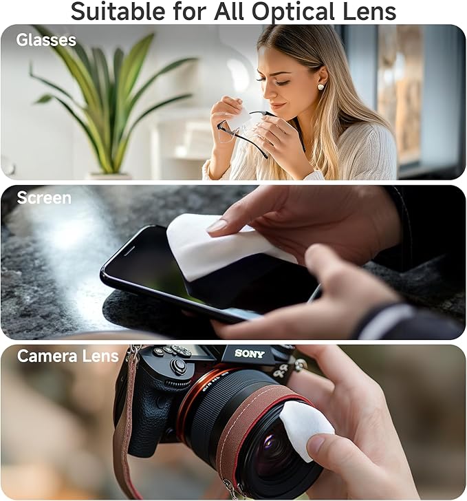 300 Count Anti Fog Glasses Cleaning Wipes, [300 Pre-Moistened Individually Wrapped Wipes] [Non-Scratching & Non-Streaking] Cleaner Wipes for Glasses, Sunglass, Phone Screen Camera Lens, Goggles