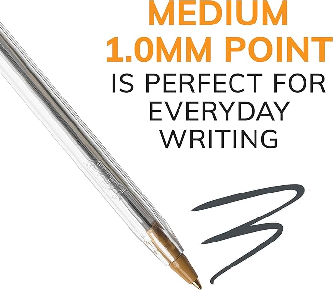 BIC Cristal Xtra Smooth Black Ballpoint Pens, Medium Point (1.0mm), 500-Count Box, Extra Smooth and Reliable Ballpoint Pens