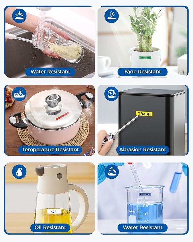 6PK TZe TZ Tape 18mm 0.7" Laminated Colored Compatible for Brother P Touch Label Maker Tape TZe-241 141 441 541 641 741 Work for PT-D400 D600 D410 D400 PT-D610BT, White/Clear/Red/Blue/Yellow/Green