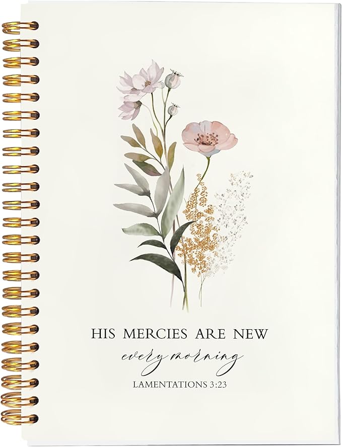 BearCake Bible Christian Journals Floral Notebooks for Women Note Taking,Prayer Journal for Women, His Mercies are New Every Morning,Bible Study Journal for Women 5.5x8.3