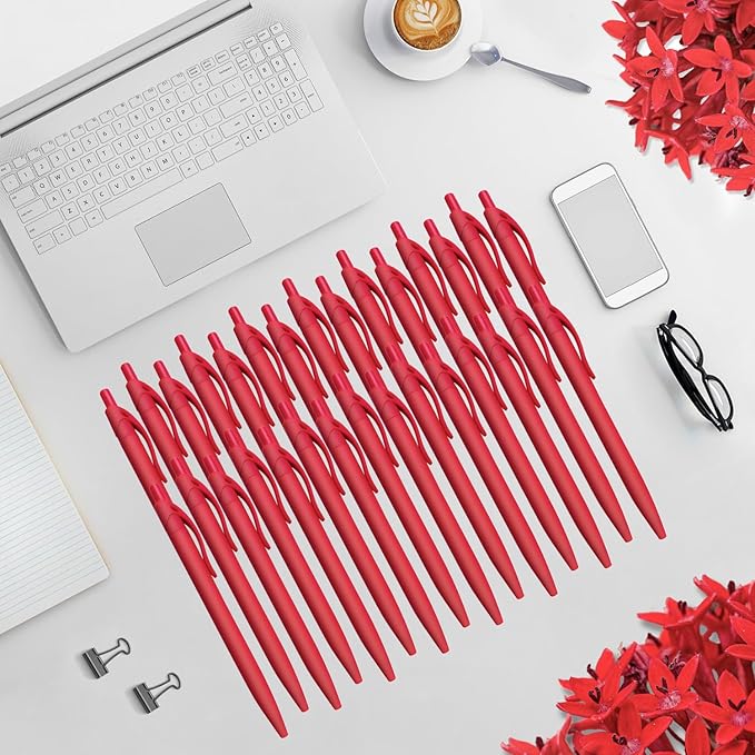 Aozora Pens Bulk 120 Pack Red Click Pens No Bleed Wholesale Retractable Ballpoint Pens Medium Point,Smooth Ink Pens for Journaling School Office Supplies 1.0MM Red Ink
