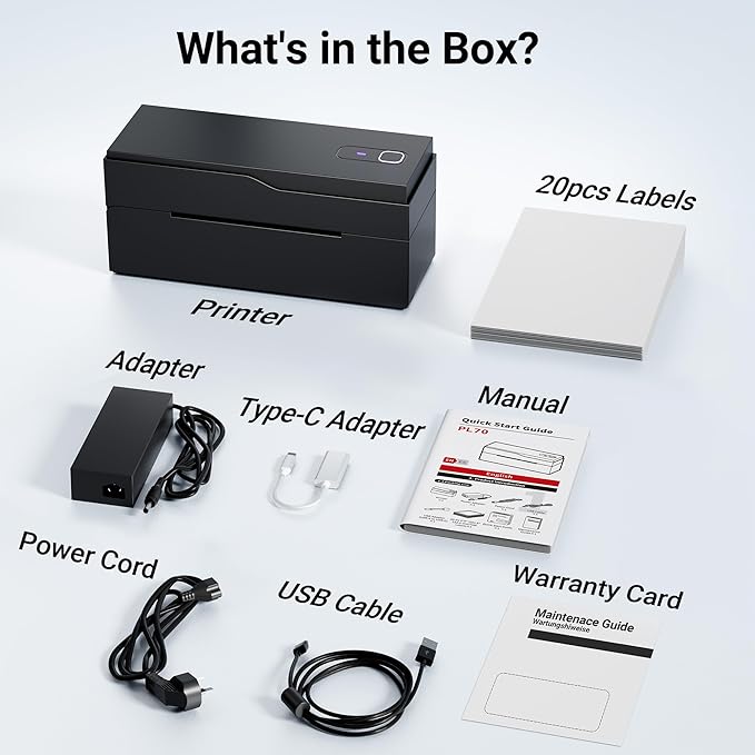 Bluetooth Thermal Shipping Label Printer – Wireless 4x6 Shipping Label Printer for Small Business & Shipping Packages, Support Android, iPhone and Windows, Widely Used for Amazon, Ebay, Shopify, Etsy