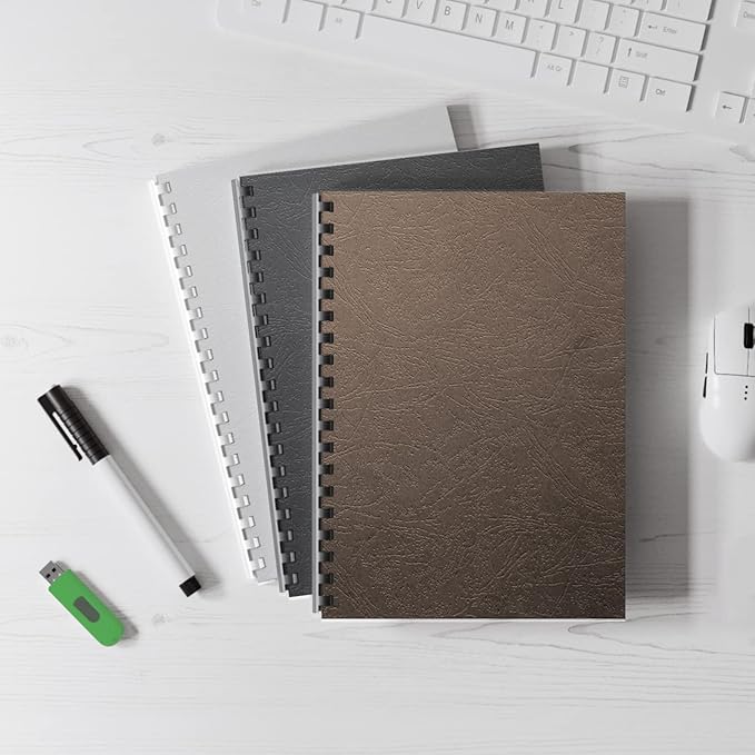 Binditek 100 Pack Grain Texture Paper Binding Presentation Covers, 230 GSM, 12 Mil, 85lb, Un-Punched, Square Corners, 8.5 x 11 Inches, Coffee Color, for Students and Coworkers