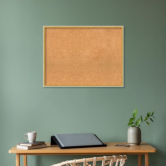 Amanti Art Natural Cork Board for Wall, 25x33 Vision Board with White Frame, Large Corkboard Office Decor for Home Organization, Modern Corkboard Pinboard to Display Items for Home Organization in
