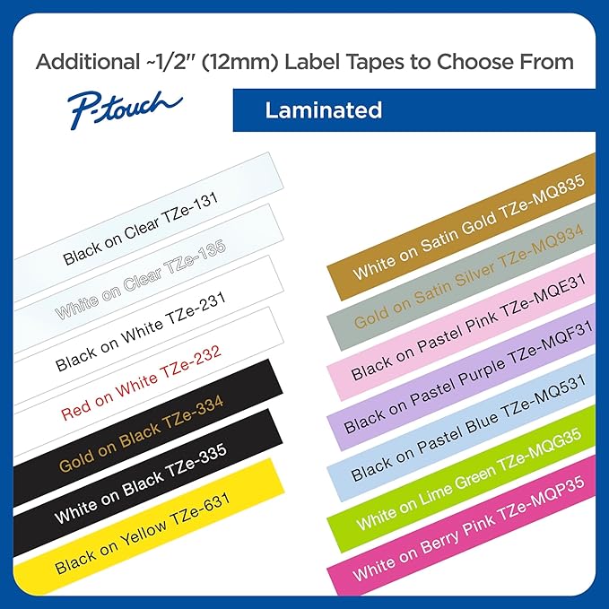 Brother Genuine P-touch TZE-AF231 Tape,1/2" (0.47") Wide Acid-Free Adhesive Laminated Tape, Black on White, Safe for Photo-Labeling or Scrapbooking, Water-Resistant,0.47" x 26.2' (12mm x 8M), TZEAF231