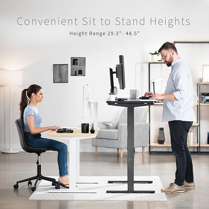 VIVO Electric 43 x 24 in Rustic Standing Desk, Memory Height Adjustment, 1B Series, One-Piece Vintage Brown Top, Black Frame, DESK-KIT-1B4N