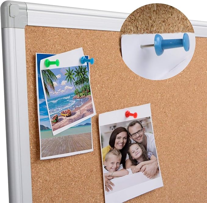 Board2by 2-Pack Cork Board Bulletin Board 20 x 30 Inches, Silver Aluminium Framed Corkboard, Office Board for Wall Cork, Large Wall Mounted Notice Pin Board with 32 Pins