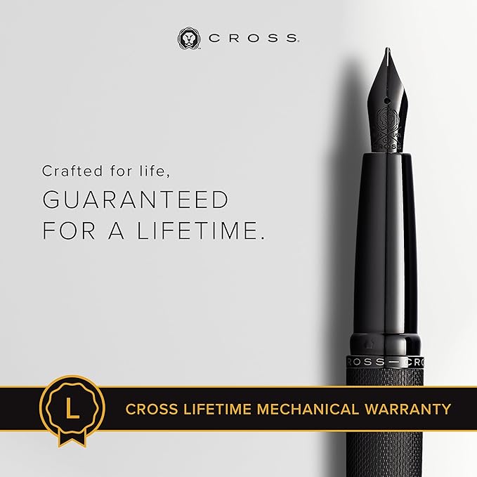 Cross ATX Refillable Fountain Presented in a Luxury Gift Box - Medium Point, Black Ink, Sandblasted Black