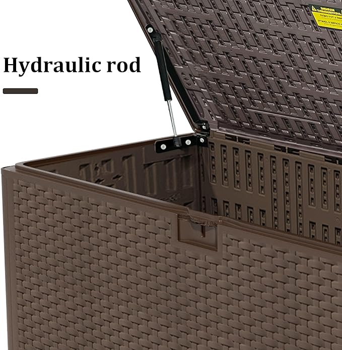 180 Gallon Pro Outdoor Storage Box Waterproof Lockable Resin Deck Box Large, Patio Storage Bin for Pool Accessories Cushion Furniture, Garden Tools, UV-Resistant Outside Delivery Brown
