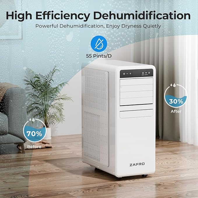 10,000 BTU Portable Air Conditioner, 3-IN-1 Smart AC Unit with Fan/Dehumidifier/Drainage-free Cooling, APP/Voice/Remote/Touch, 47 dB, Sleep Mode, Window Installation Kit, 24H Timer for Home/Office