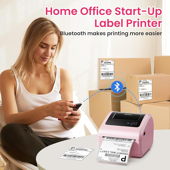 Bluetooth Thermal Label Printer 4x6 - D450BT Shipping Label Printer for Small Business, Shipping Packages, Office, Home, Compatible with Ebay, USPS, Shopify, Amazon