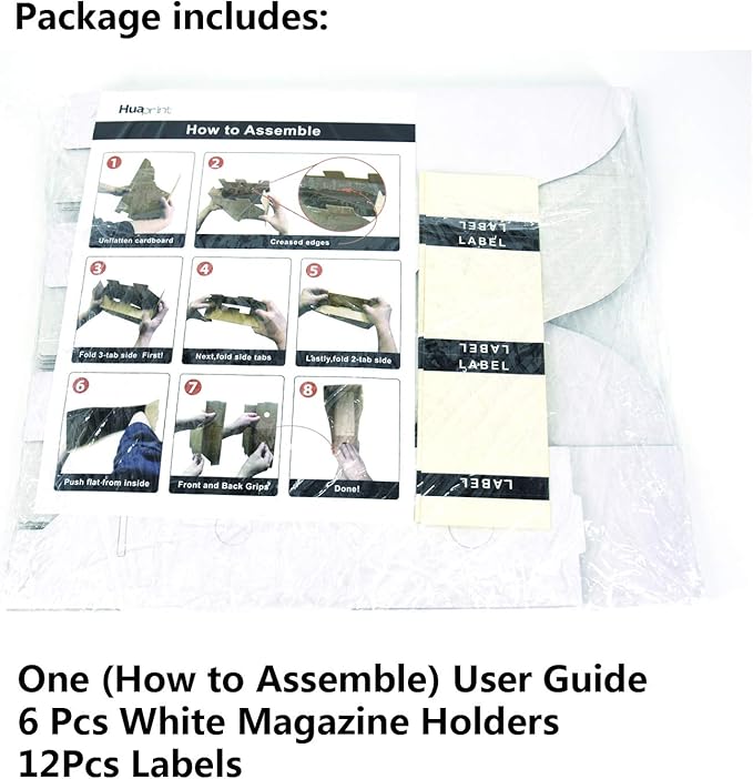 HUAPRINT White Magazine Holder(6 Pack) Cardboard Magazine File Holder-Folder Holder,Magazine Organizer,Document Organizer,Magazine Storage Box,With Labels