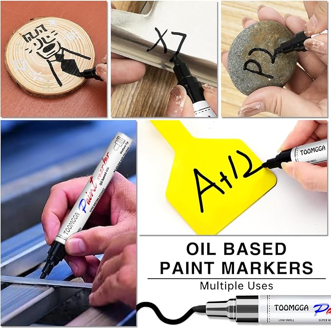 Purple Permanent Paint Pens - 2 Pack Oil Based Paint Markers, Pens for Rock Painting Car Tyre Metal, Plastic, Canvas, Mugs, Wood, Glass, Quick Drying and Waterproof, Medium Point