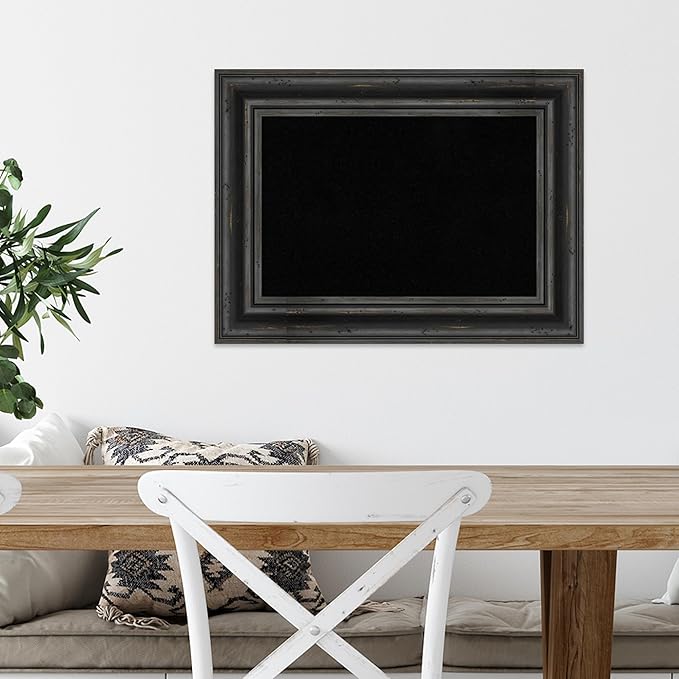 Amanti Art Black Cork Board for Wall, 17x23 Vision Board with Black Wood Frame, Small Corkboard Office Decor for Home Organization, Country Rustic Corkboard Pinboard to Display Items for Home