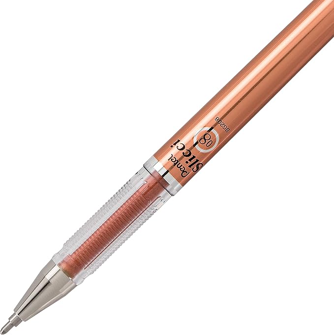 Pentel Arts Slicci Metallic 0.8 mm Needle Tip Gel Pen, Metallic Bronze Ink, 1 Pack (BG208BPME)