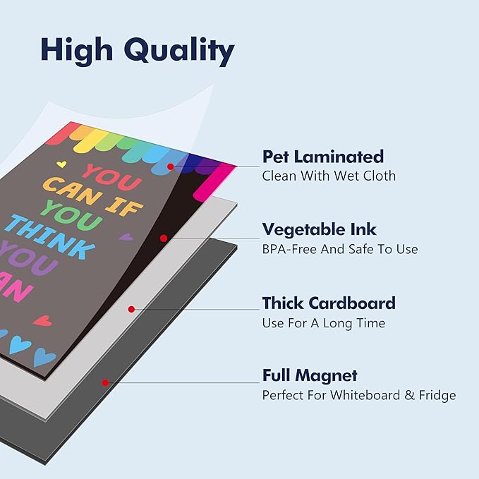 50 PCS Motivational Magnets, 25 Designs Inspirational Magnets Positive Affirmation Decals for Kids, Adults, Fridge (2' x 3.5')