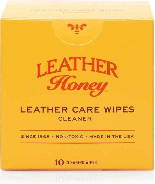 Leather Honey Leather Cleaner Wipes: Clean Leather On-The-Go. Cleaning Wipes for Leather, Faux & Vinyl - Couches, Car Seats, Purses, Shoes, Bags & Tack. Safe for Any Color. 10 Non-Toxic, Ready-to-Use