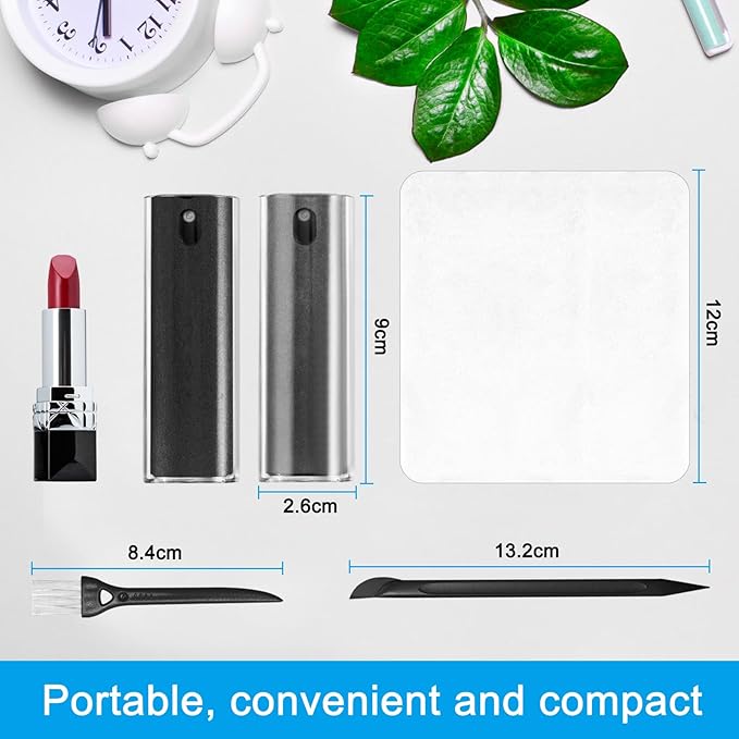 2 Pack Screen Cleaner Spray and Wipe for Laptop Monitor and Car Screens, Phone Touchscreen Mist Cleaning Kit for Cellphone, Tablet, PC, Computer, LCD, Eyeglass, iPhone, iPad, Mac Pro - Black and Grey