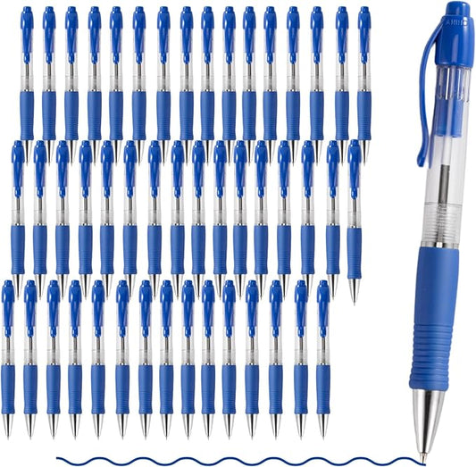 BallPoint Pens Bulk, 100 Pack (Blue Ink), No Bleed Blue Ink with soft Grip, Click Pens for Office Home and School, Retractable Ballpoint Pens, Medium Point, 1.00MM Smooth Writing (Blue)