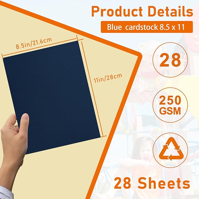 28 Sheets Navy Blue Cardstock 8.5 x 11 Craft Paper, 92lb Premium Paper Card Stock for DIY Cards Making, Wedding Invitations, Festival blessings, Memus, Graduations