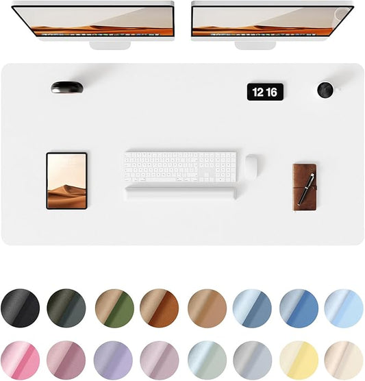 YSAGi Leather Desk Protector, Office Mat, Large Mouse Mat, Non-Slip PU Leather Blotter, Laptop Desk Pad, Waterproof Writing Pad for Office and Home (White, 47.2" x 23.6")