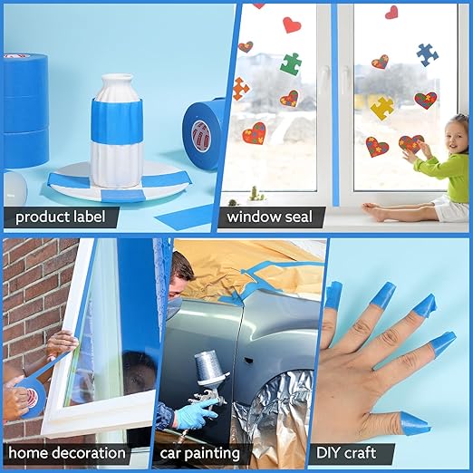 10 Rolls Painters Tape Blue Painters Tape 2 Inch Wide, General Purpose Masking Tape Bulk, 1.89 in x 55 Yd Blue Tape for Wall Painting Home Improvement DIY Crafts, Total 550 Yards