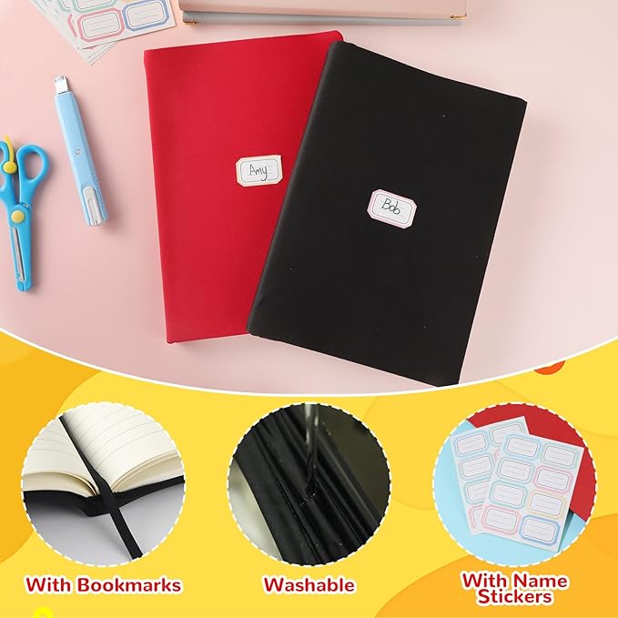 Jumbo Book Covers 8 Pack Reusable Fabric Book Cover Protective Books Covers 9 x 11 Inch Colorful Stretchable Books Sleeve Cover with Label Sticker for Most Hardcover Textbooks Up to 10 x 12.5 Inch