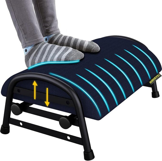 Foot Stool Underdesk Footrest with 3 Adjustable Heights, Under Desk Foot Rest for Car, Home and Office, Office Desk Accessories