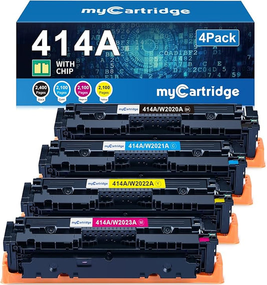 414A Toner Cartridges 4 Pack (with Chip) Compatible Replacement for HP 414A 414X for Color Laserjet Pro MFP M479fdw M479fdn M479dw Pro M454dw M454dn M479 M454 Printer Ink W2020A W2020X High Yield