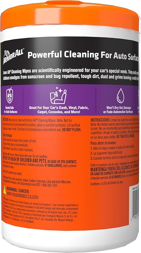 Armor All Car Cleaning Wipes, Wipes for Car Interior and Car Exterior, 90 Wipes Each