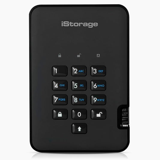 iStorage diskAshur2 HDD 500 GB | Secure Portable Hard Drive | Password Protected | Dust/Water-Resistant | Hardware Encryption